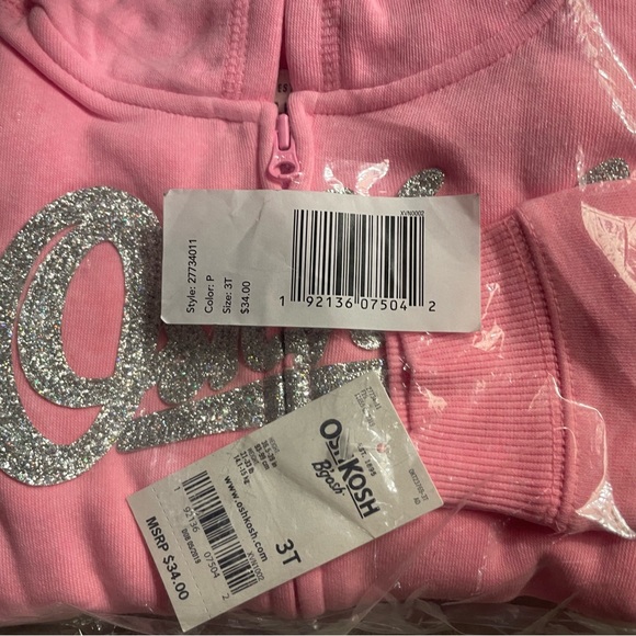 Oshkosh Little Girls Sparkle sweat hoodie and sweatpants separate pieces - Picture 2 of 3